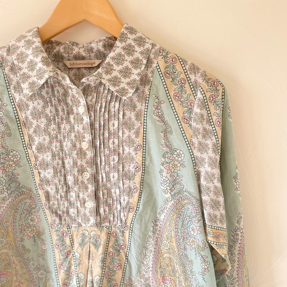 Soft Surroundings Paisley And Print Cotton Blouse - Picture 2 of 7
